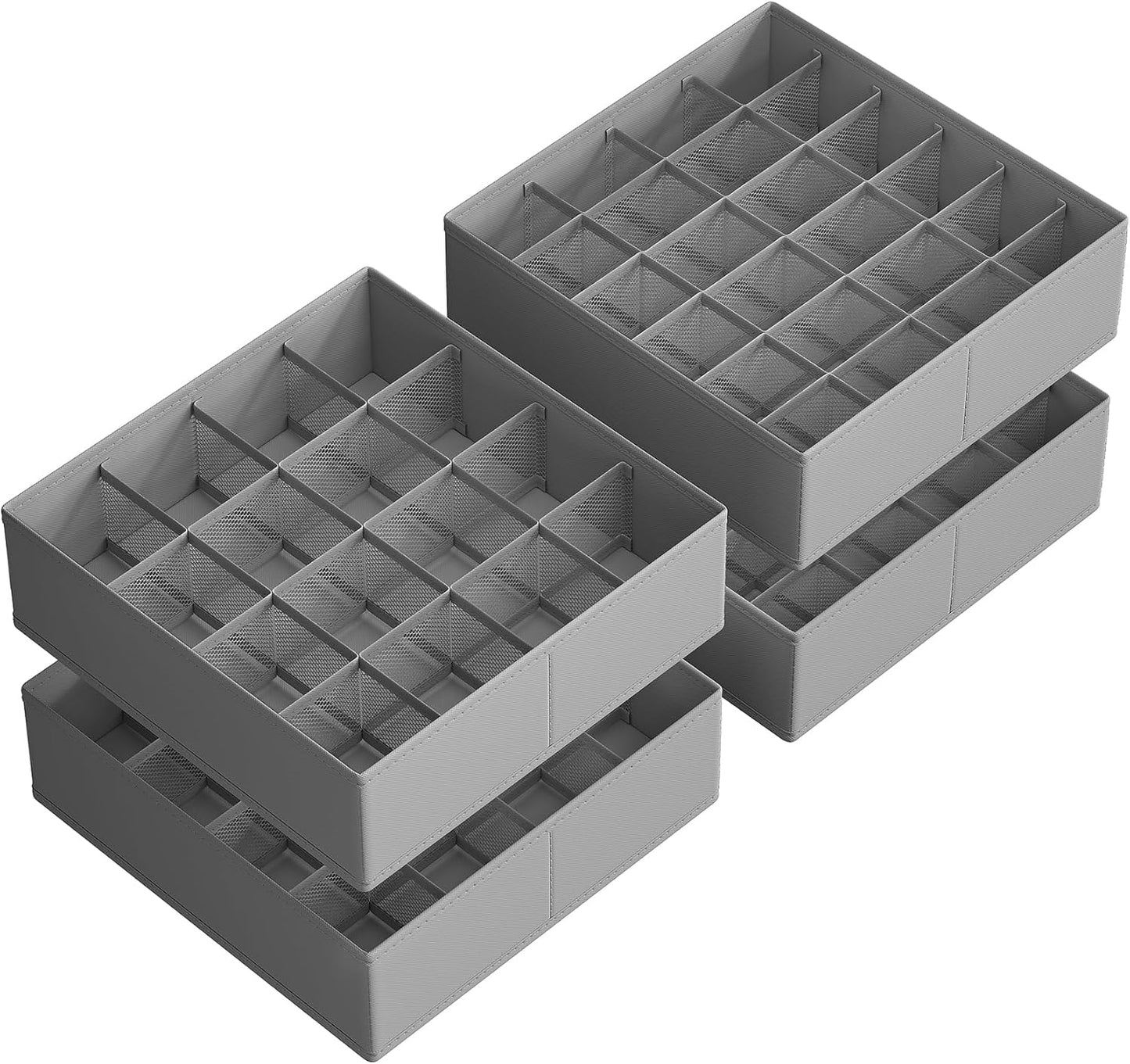 Set of 4 Drawer Organizers, Closet Organizers for Underwear, 80 Cells, Foldable Sock Holders, 11.8 X 11.8 X 3.9 Inches, for Storing Socks, Ties, Belts, Dove Gray URUS011G01