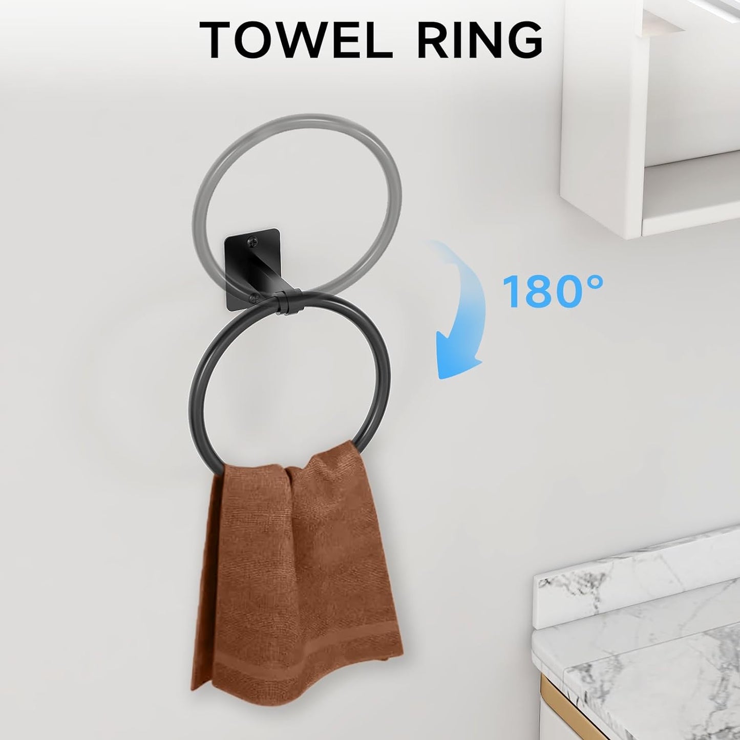 Matte Black Bathroom Accessories Set,  4 Pieces Bathroom Hardware Set, 24 Inch Towel Bar, Towel Racks for Bathroom, Robe Towel Hooks, Toilet Paper Holder Wall Mounted