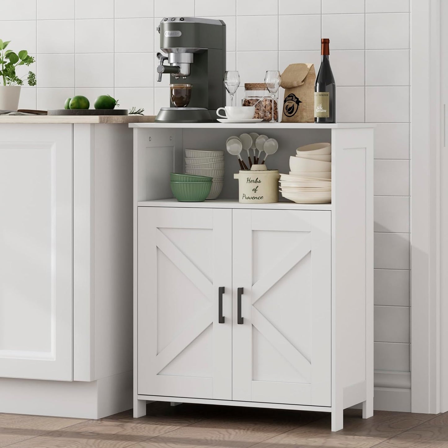 Bathroom Storage Cabinet, Freestanding Bathroom Floor Cabinet with Adjustable Shelf, Small Cabinet for Kitchen/Living Room/Laundry Room, 11.8 X 23.6 X 31.5 Inches, White