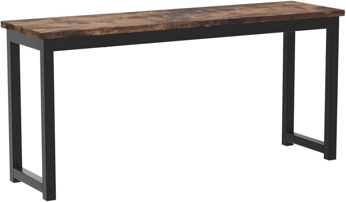 Dining Benches, Pair of 2 Industrial Style Indoor Benches, Durable Metal Frame, for Kitchen, Dining Room, Living Room, Rustic Brown BF01CD01