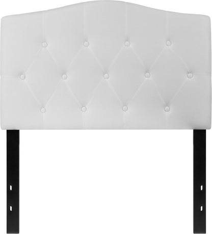 Cambridge Tufted Upholstered Twin Size Headboard in White Fabric