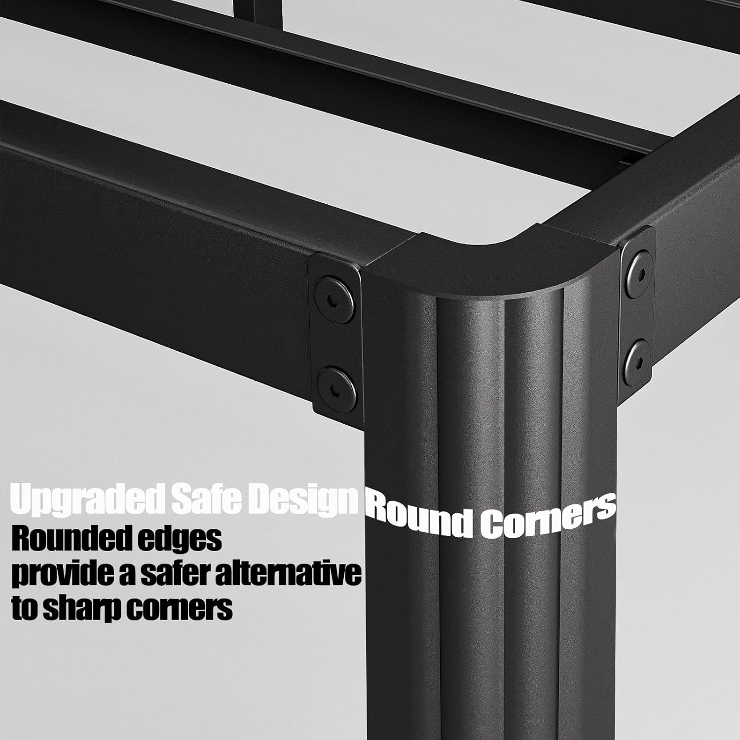 18In High Queen Bed Frame No Box Spring Needed, Heavy Duty Metal Platform Bed Frame Queen Size with round Corners, Easy Assembly, Noise Free, Black