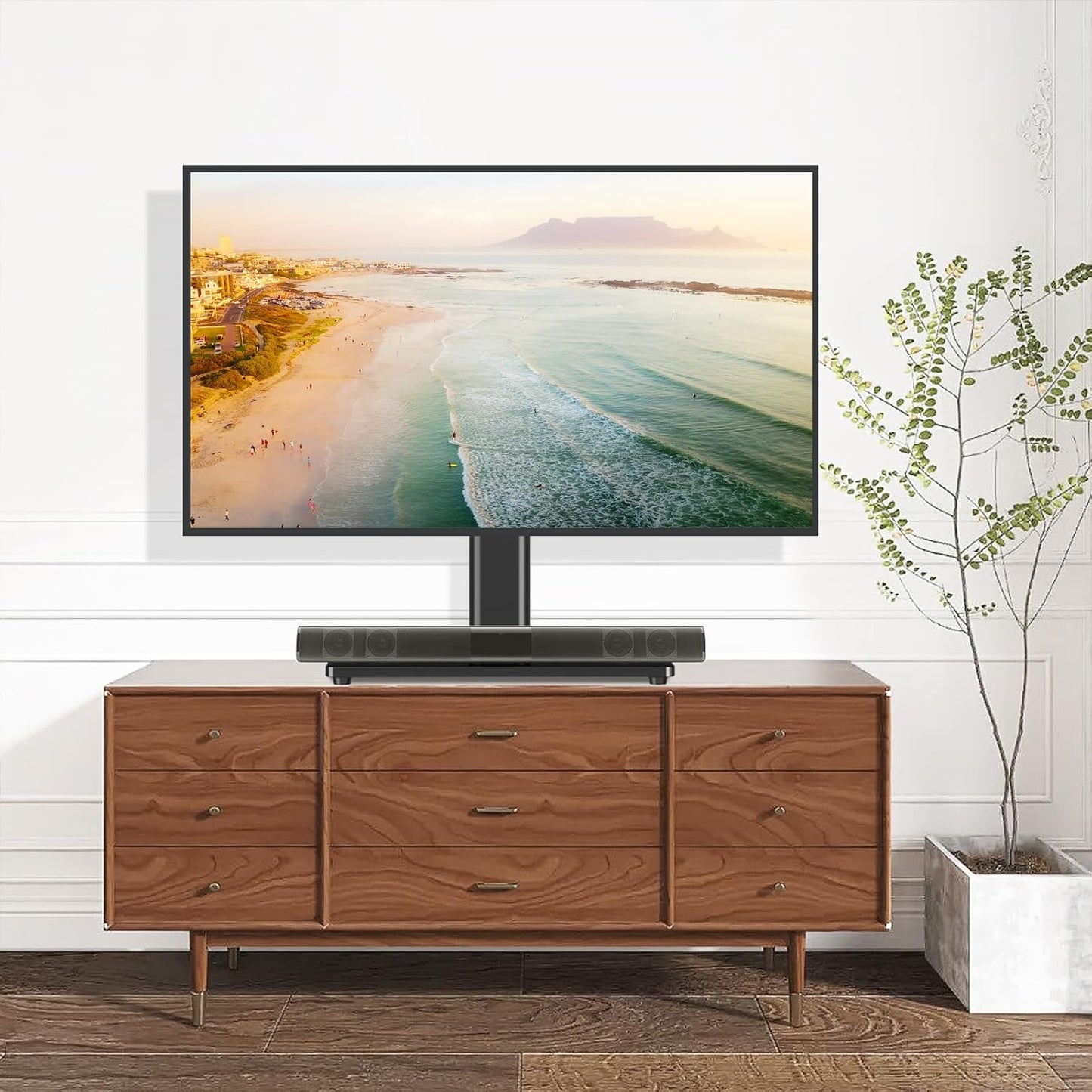 Universal TV Stand Base, Swivel Table Top TV Stand for 20-43 Inch Tvs/Monitors with 4 Level Height Adjustment and Tempered Glass Base, Holds up to 88 Lbs, VESA 200X200Mm