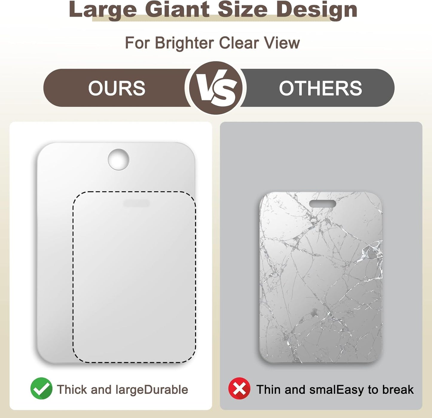 Shower Mirror Fogless for Shaving Anti-Fog Frameless Wall Hanging Makeup,11.02" L X 7.87" W,Gainsboro