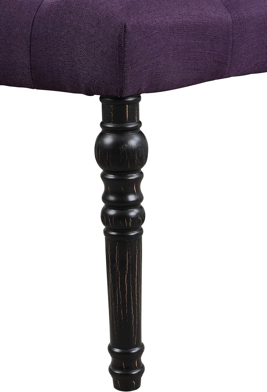 Leviton Fabric Tufted Turned Leg Dining Bench, Purple