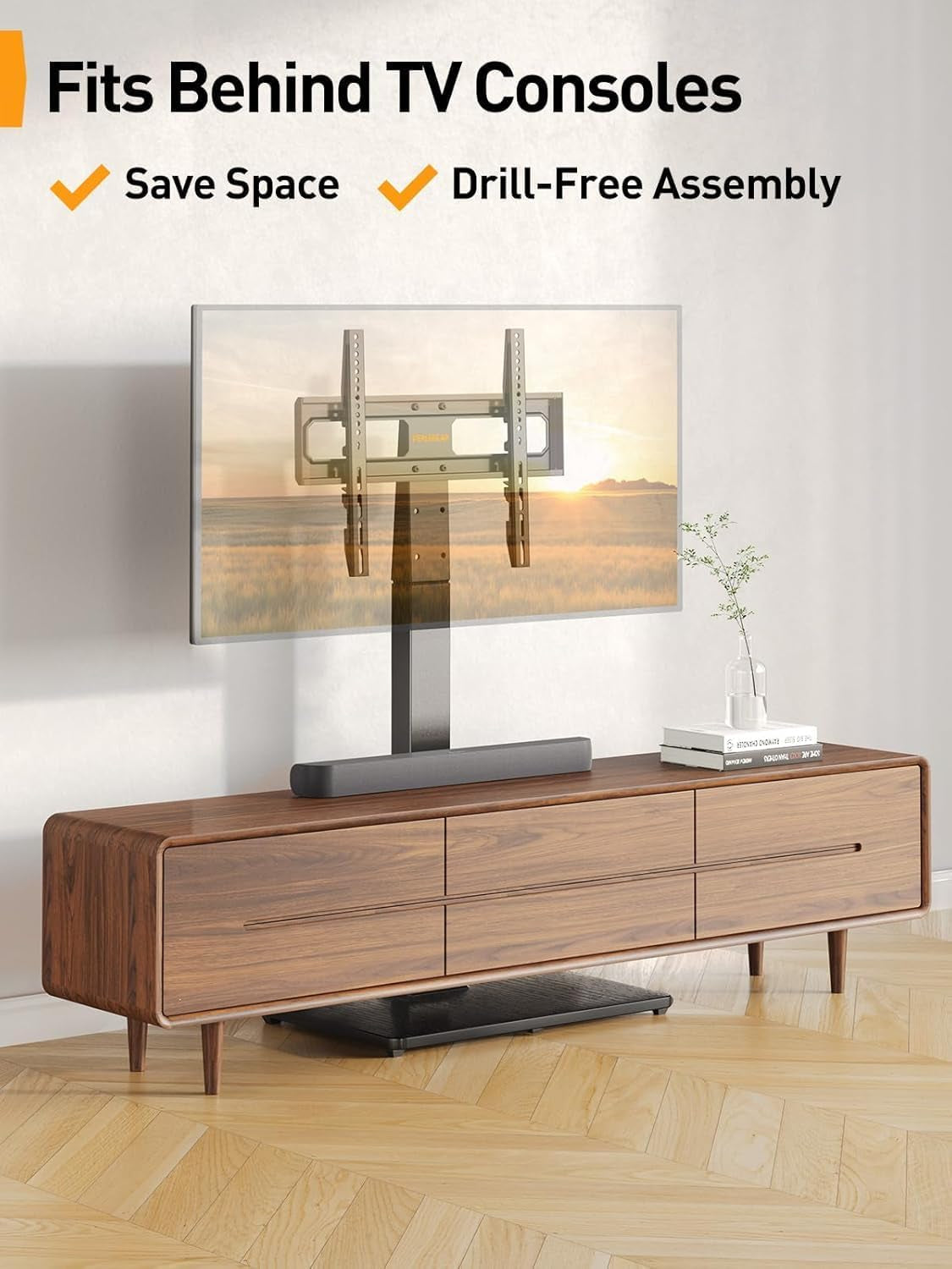 Floor TV Stand with Mount for 32-70 Inch Tvs up to 88Lbs, Floor Standing TV Stand with 9 Height Adjustment, TV Swivel Stand for Living Room with Wood Base, Max VESA 400X400Mm, PGFS09