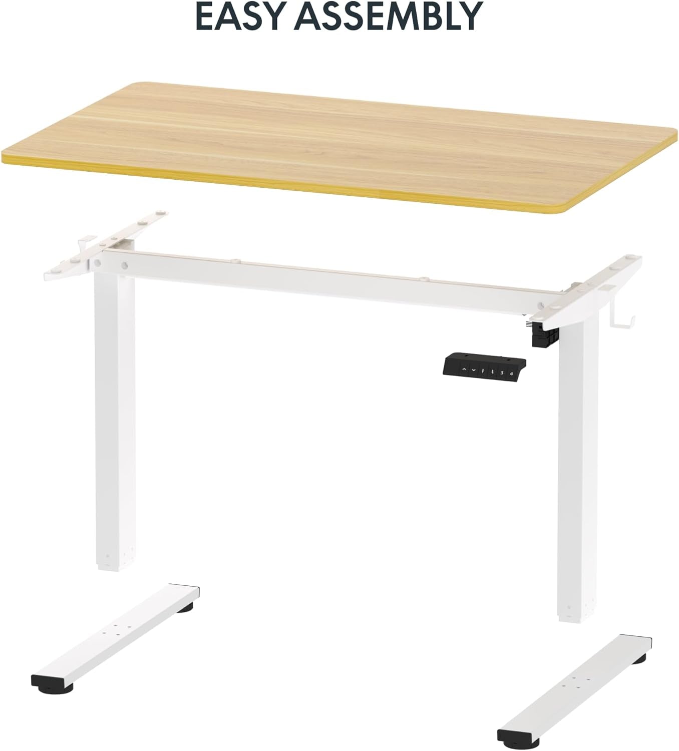EN1 One-Piece Standing Desk 40 X 24 Inches Height Adjustable Desk Electric Sit Stand up Desk Home Office Desks Computer Workstation (White Frame + Maple Desktop)