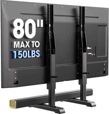 Universal TV Stand, Table Top TV Stand Base Wobble-Free Replacement for Most 24 to 80 Inch LCD LED Tvs, 7 Height Adjustable TV Legs Hold up to 150Lbs, Max VESA 800X500Mm, Black AX10TB02