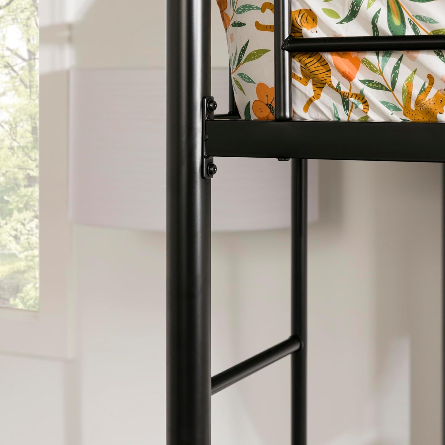 Timothee Urban Industrial Metal Twin over Loft Bunk Bed, Twin Size, Black