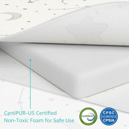 Bamboo Pack and Play Mattress Pad Breathable 38X26 Waterproof Baby Mattress for Pack N Play Matress Topper Waterproof with Strap