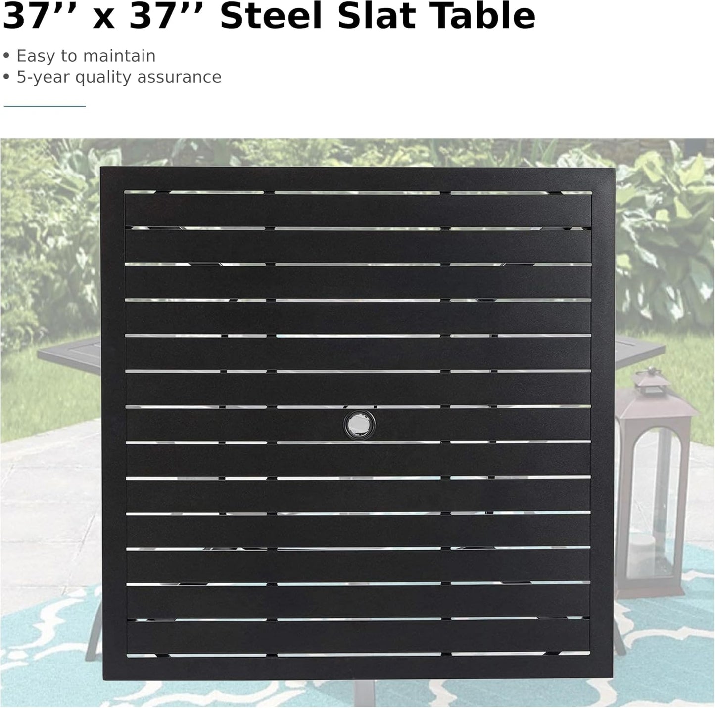 Outdoor Dining Set for 4, Patio Table and Chairs Set with Umbrella Hole, Metal Patio Furniture Set for Patio, Deck, Yard, Porch