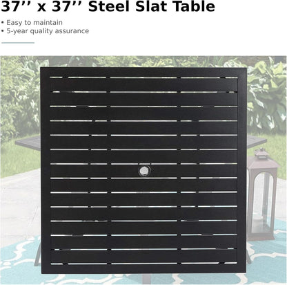 Outdoor Dining Set for 4, Patio Table and Chairs Set with Umbrella Hole, Metal Patio Furniture Set for Patio, Deck, Yard, Porch