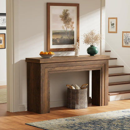 54 Inch Entryway Table, Retangular Console Table with Storage, Farmhouse Sofa Table behind the Couch, Long for Entrance, Hallway, Foyer, Living Room, Rustic Brown