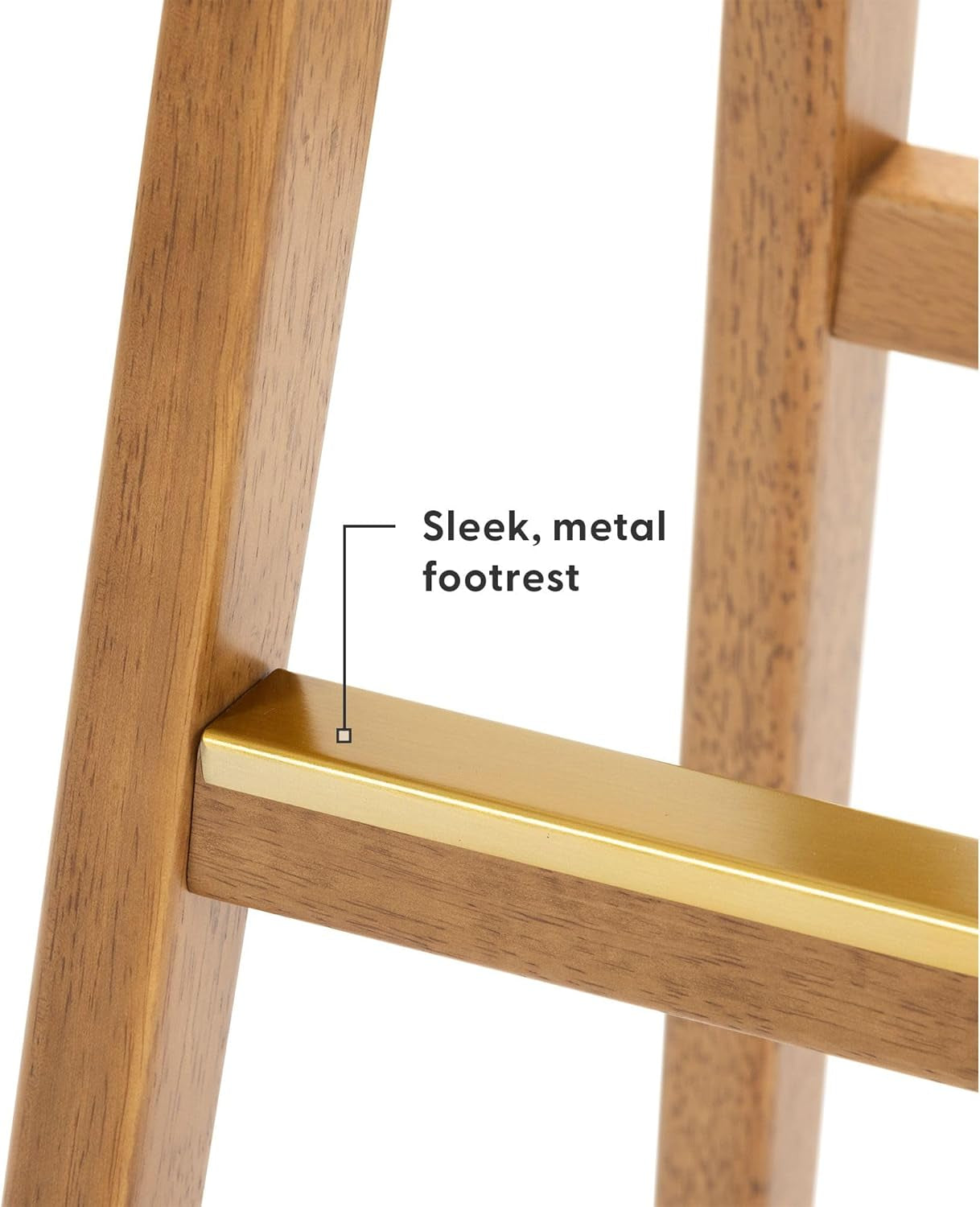 Beryl Counter Height Stool - Mid-Century Modern Rubberwood Bar Stool with Faux Leather Seat, Metal Footrest, Easy Assembly, 2-Pack, Pecan/Toffee