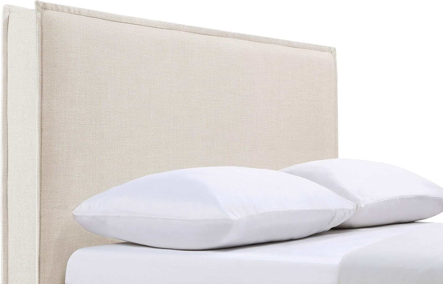 Home Furnishings - Izzy - Wood - Upholstered Panel Headboard with Flange Details, Foam Padding and Contemporary Style - Bedroom - Eastern/California King Size - Sand - 315985K