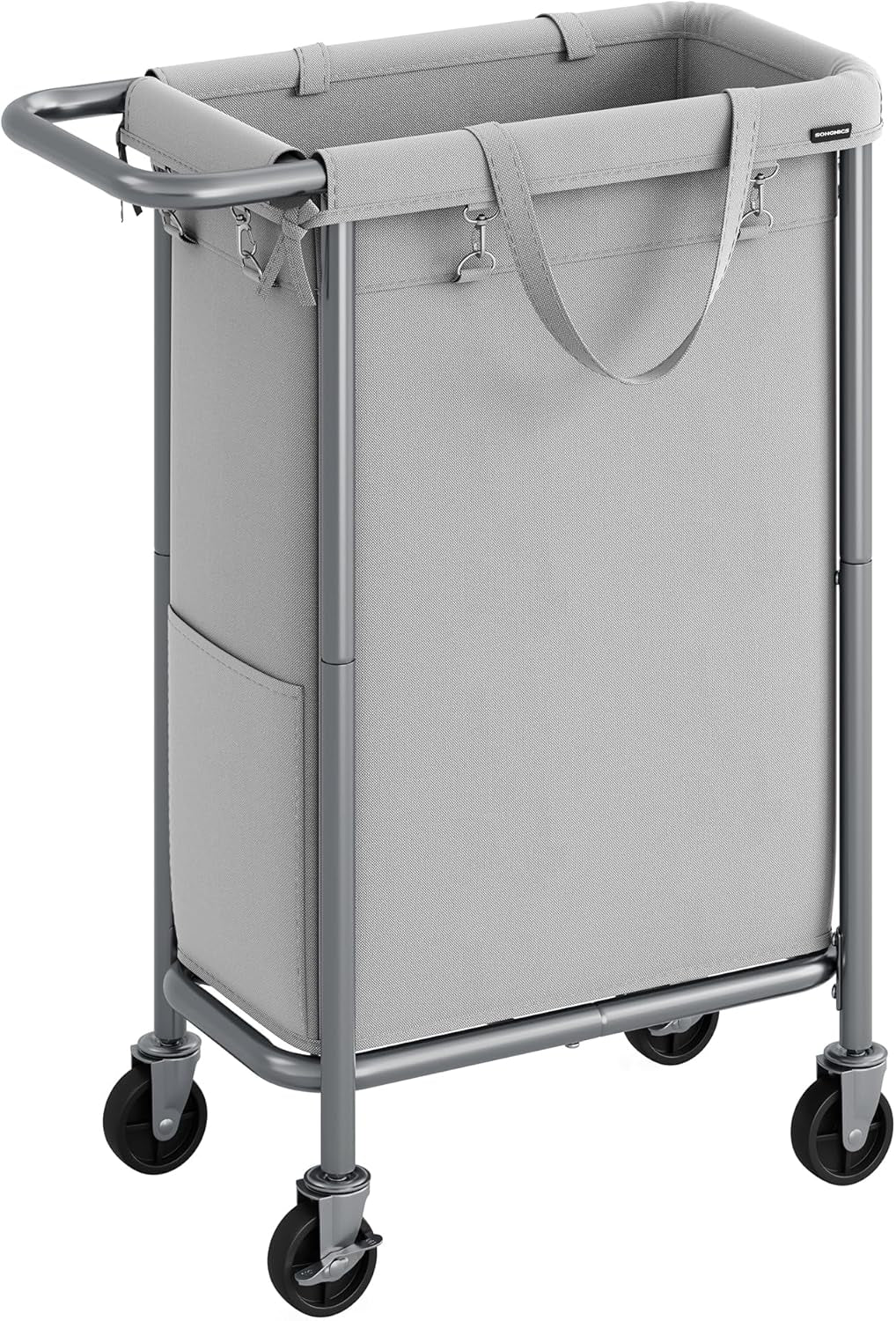 Laundry Basket with Wheels, 3-Section Rolling Laundry Hamper, 52.8 Gallons (200L), Removable Liner, Steel Frame with Handle, Blanket Storage, 35.8 X 15.4 X 31.9 Inches, Cream White URLS005W01