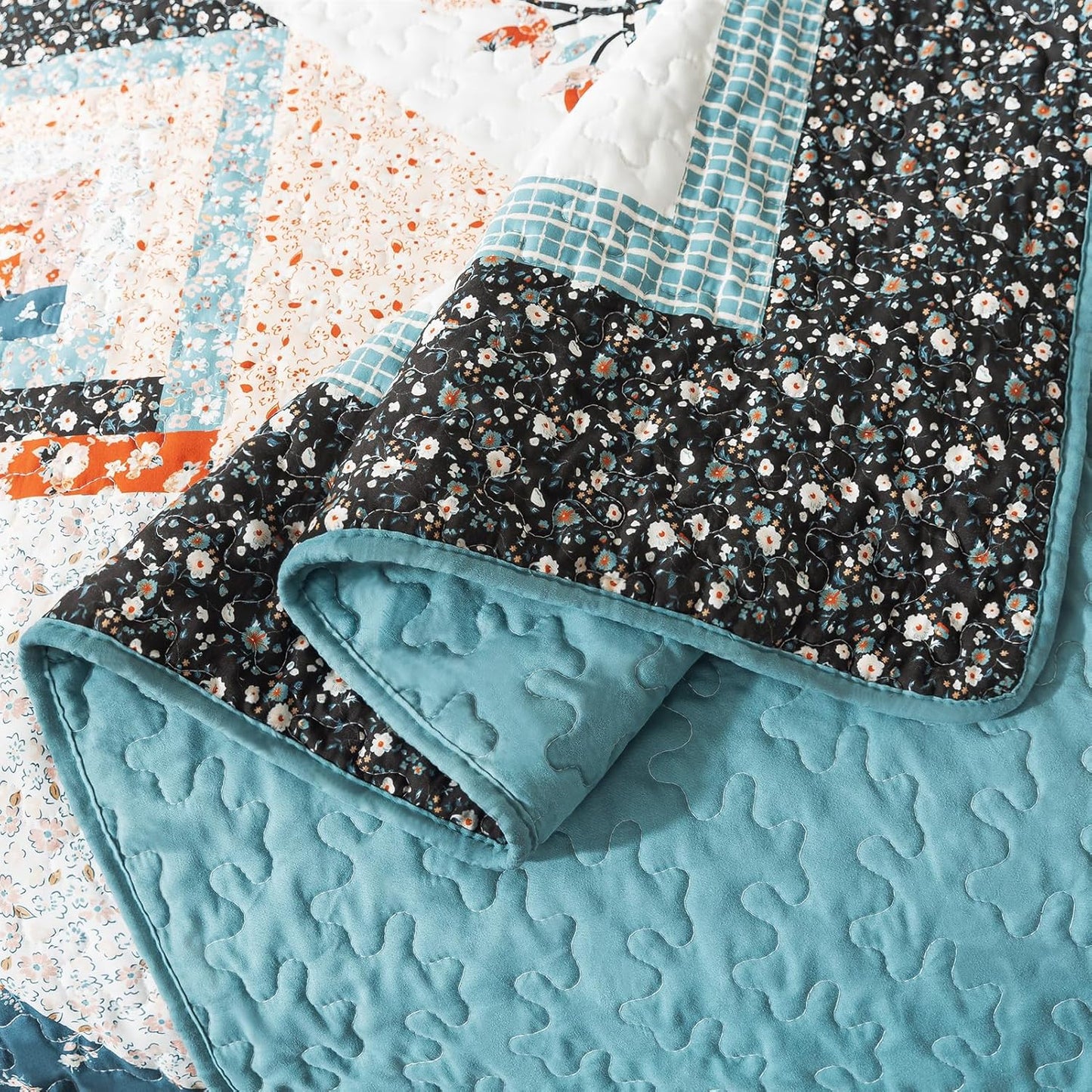 Cotton King Size Quilt Sets, Lightweight King Quilt Bedding Set (98 X 106 Inch) Garden Style Floral Bedspread King Size Coverlet Set for Bed Decorations - All Seasons, 3 Pieces