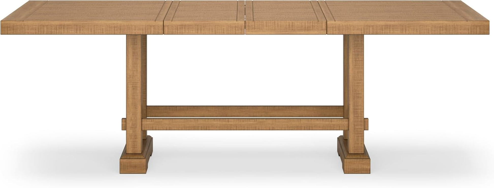 Havonplane Rustic Distressed Counter Height Dining Extension Table with Removable Center Leaf and Double Trestle Base, Light Brown