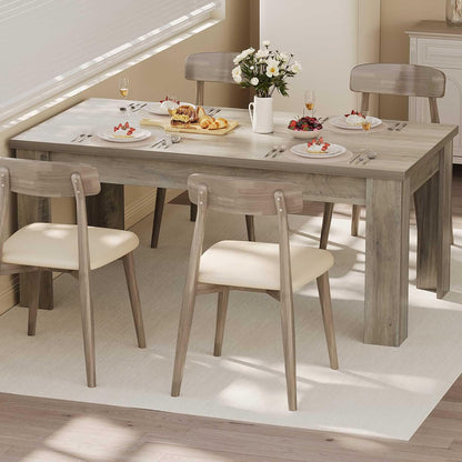 63" Dining Table for 4-6, Farmhouse Dinner Kitchen Table for 4 with Large Tabletop, Rectangular Wood Dining Room Table for Kitchen, Living Room, Easy Assembly, Retro Gray
