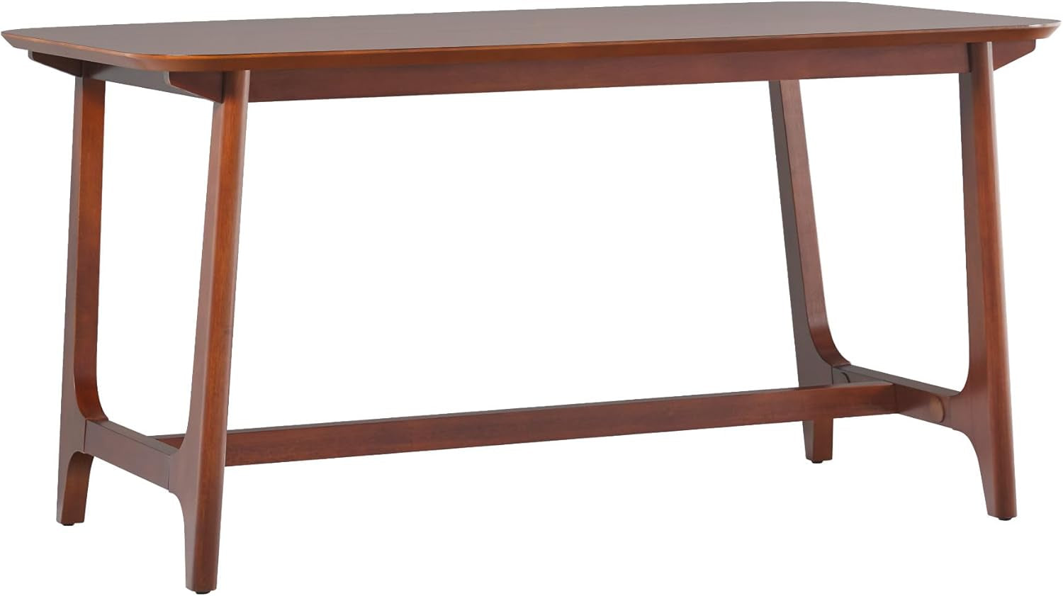 Mid-Century Modern Solid Wood Trestle Base Dining Table, 60 Inch, Walnut Veneer