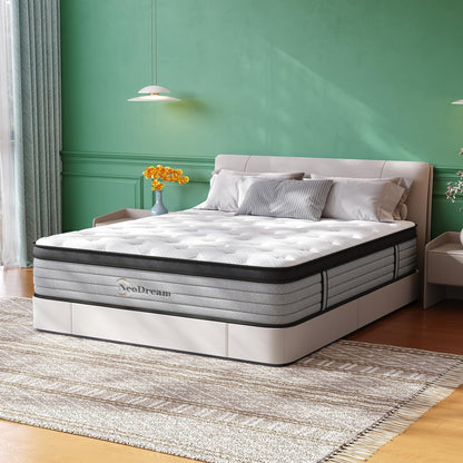 King Size Mattress, 14 Inch King Mattress in a Box, Hybrid Matress with Memory Foam & Individual Pocket Springs, Medium Firm Feel, Edge Support, Motion Isolation, Pressure Relief