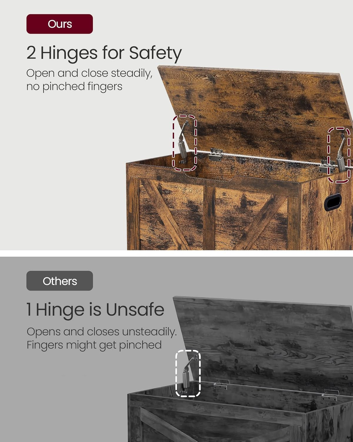 Storage Chest, Storage Trunk with 2 Safety Hinges, Storage Bench, Shoe Bench, Farmhouse Style, 15.7 X 31.5 X 18.1 Inches, for Entryway, Bedroom, Living Room, Cloud White ULSB062T14