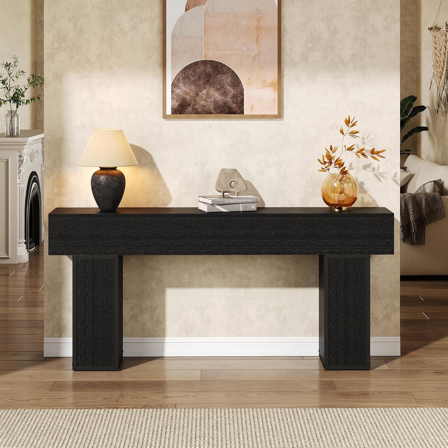 70.9-Inch Long Console Table, Wooden Sofa Table behind Couch Tables, Farmhouse Entryway Table Accent Table for Entrance, Hallway, Living Room, Foyer, Black