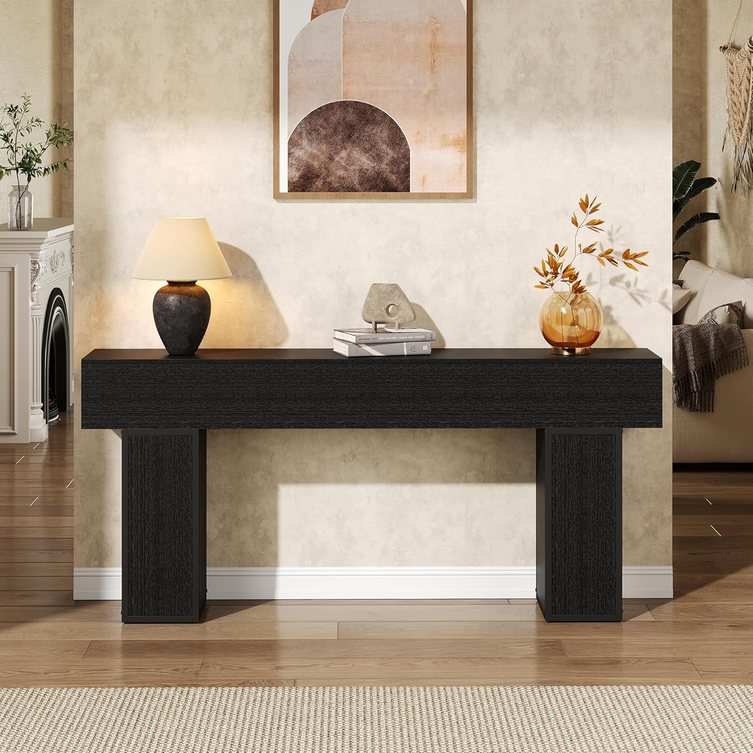 70.9-Inch Long Console Table, Wooden Sofa Table behind Couch Tables, Farmhouse Entryway Table Accent Table for Entrance, Hallway, Living Room, Foyer, Black