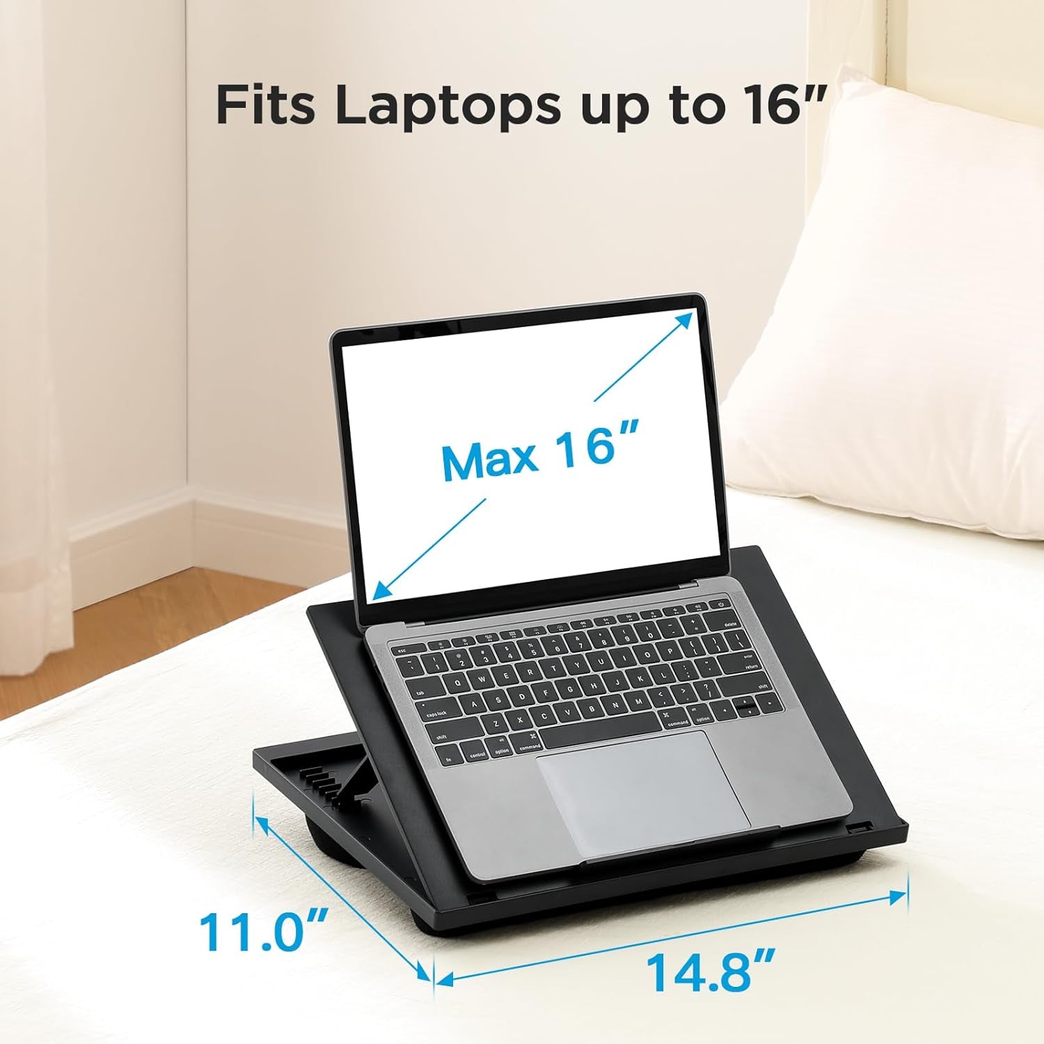 Adjustable Laptop Stand with 8 Angles - Dual Cushion Desk for Sofa, Bed, Car or Work Table by