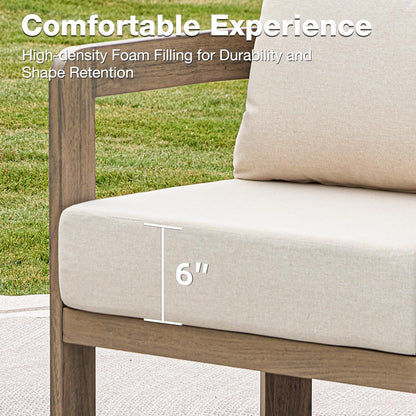 Outdoor Furniture Set, 2Pcs Patio Armchairs, Metal Modern outside Furniture with 6'' Thick Cushions, Outdoor Conversation Set Balcony Chairs for Backyard, Porch,Deck, Beige