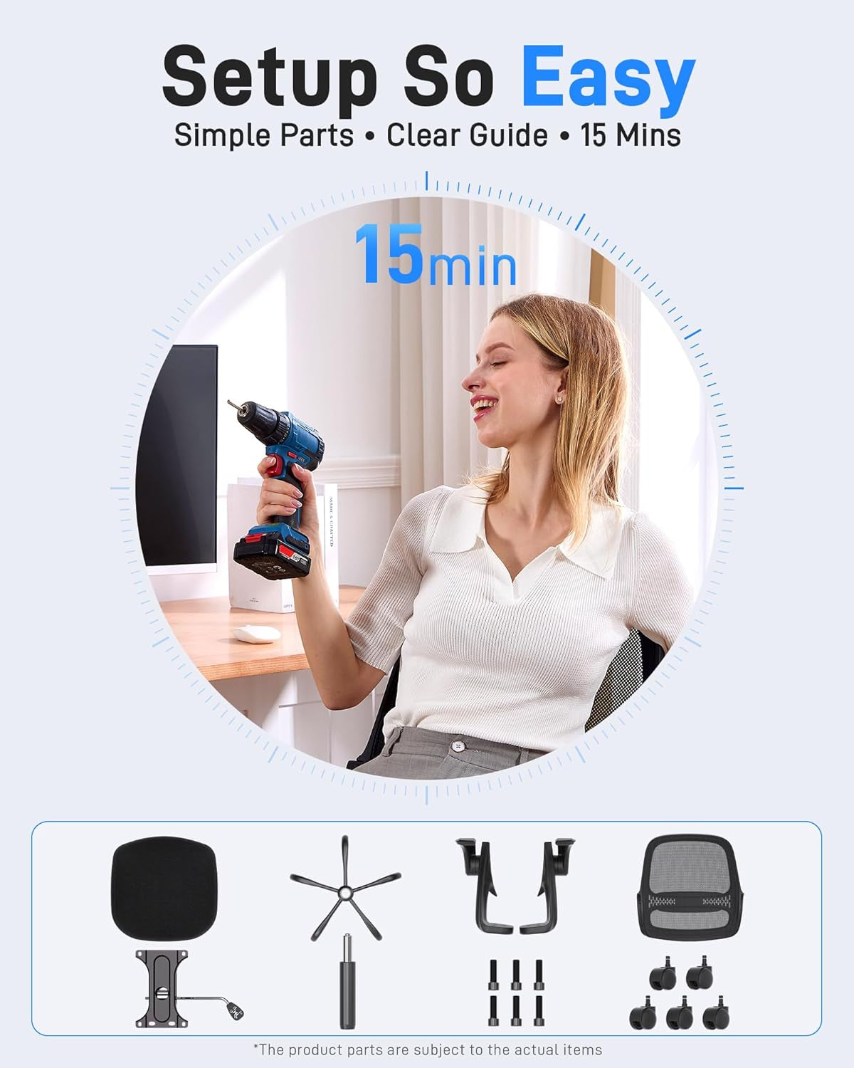 Ergonomic Mesh Office Chair for Home Office, Flip-Up Arms, Breathable Mesh Back & Thick Seat Cushion, Swivel Rolling Computer Desk Chair, BIFMA Certified, Supports 300 Lbs (Black Frame/Black Seat)