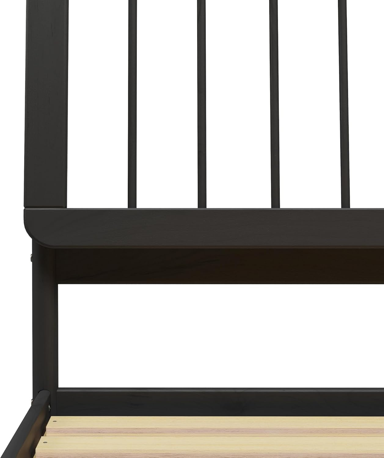 Clemente Mid-Century Modern Spindle Headboard King Bedframe, King Size, Black
