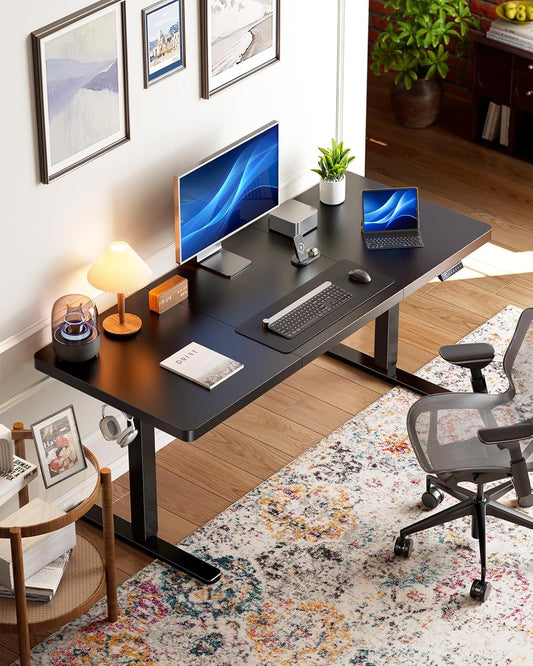 71 X 30 Inch Electric Standing Desk, Powerful Brushless Motor Large Height Adjustable Table, 4 Memory Preset Sit Stand up Desk, Home Office Computer Table with Thick T-Shaped Frame