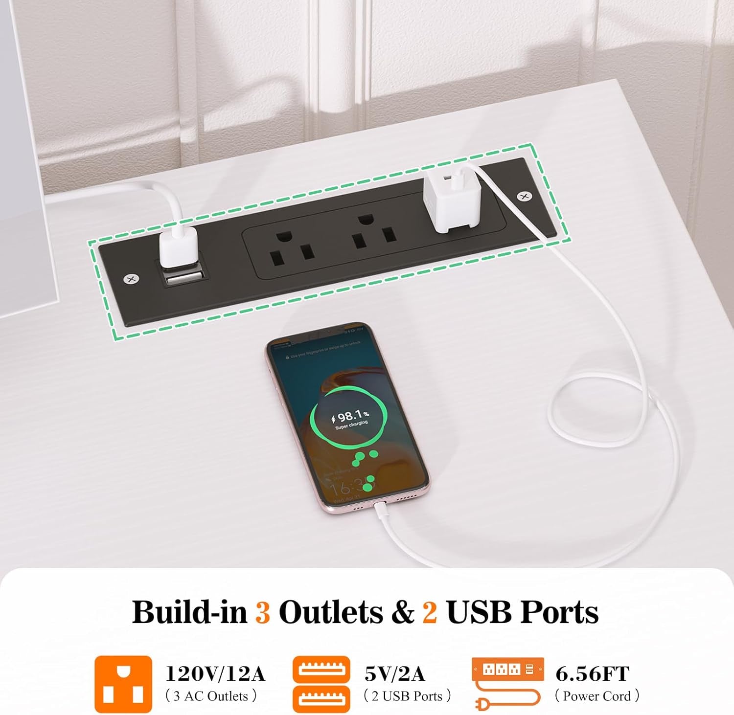 Vanity Desk with Mirror and Lights, 36'' Makeup Vanity Desk with Power Outlet, Small Vanities Set Dressing Table with Drawers for Bedroom, White