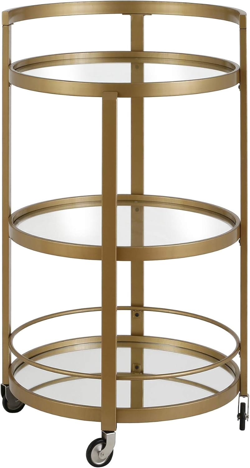 21" Wide round Bar Cart in Brass, Bar Carts for the Home