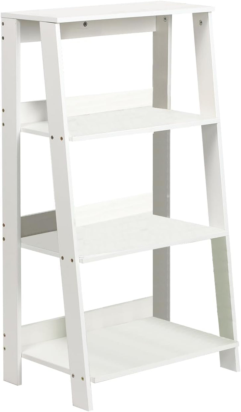 4-Tier Ladder Bookshelf, White Wood Display Storage Rack, Modern A-Frame Bookcase for Living Room Bedroom Office, 33.4H X 19.6W X 11.8D Inches