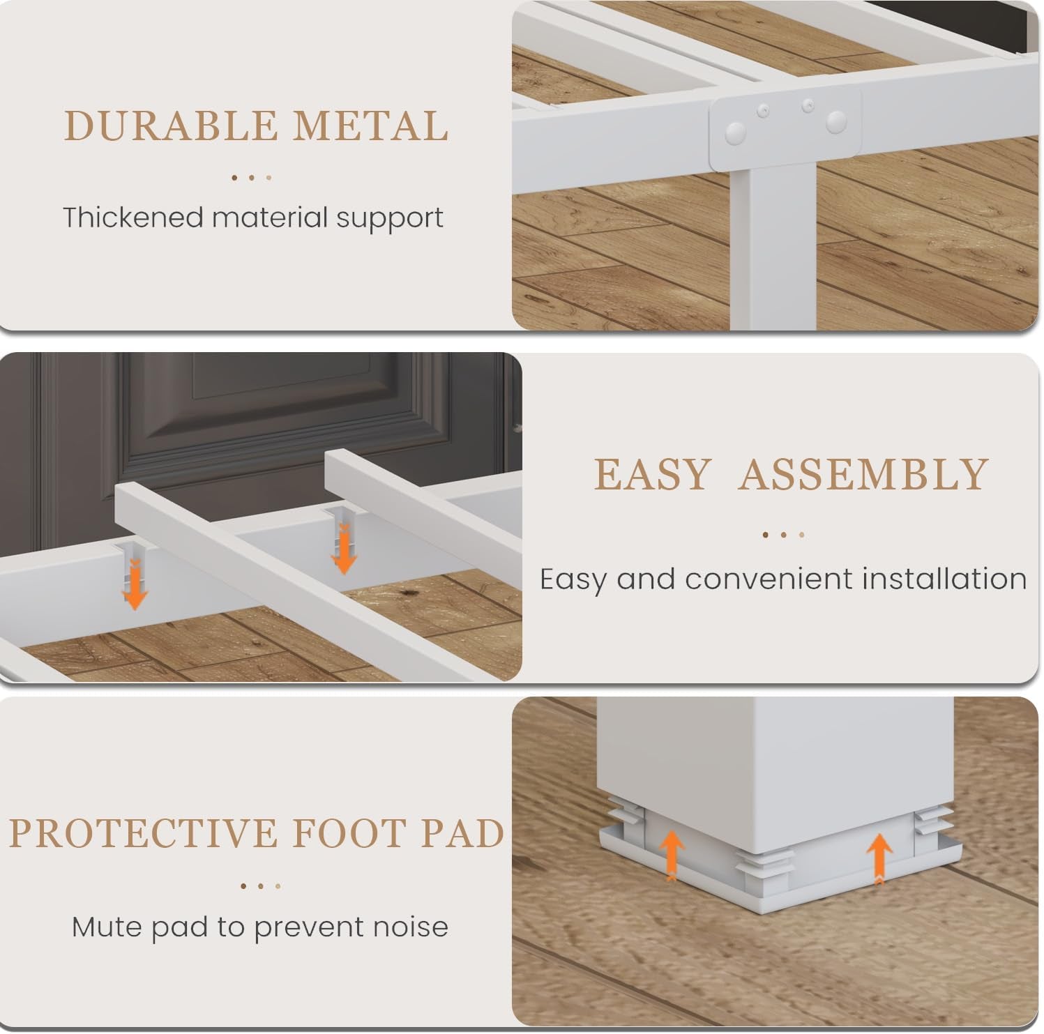 Twin Size Bed Frames with Charging Ports&Led Lights,Heavy Duty Metal Slats Support,No Box Spring Needed,Noise Free,No Squeak,Easy Assembly,For Girls Kids,White