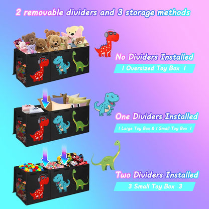 Extra Large Toy Box Chest, Collapsible Storage Organizer with Lids, Sturdy Dinosaur Toybox for Boys Girls, 40"X16"X16" Kids Storage Bin Box Baskets for Living Room, Playroom, Bedroom, Nursery