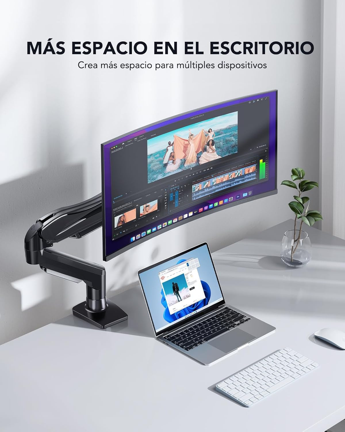 Single Monitor Mount, 13 to 32 Inch Monitor Arm, Adjustable Monitor Stand, Vesa Mount with Clamp and Grommet Base - Fits 4.4 to 19.8Lbs LCD Computer Monitors