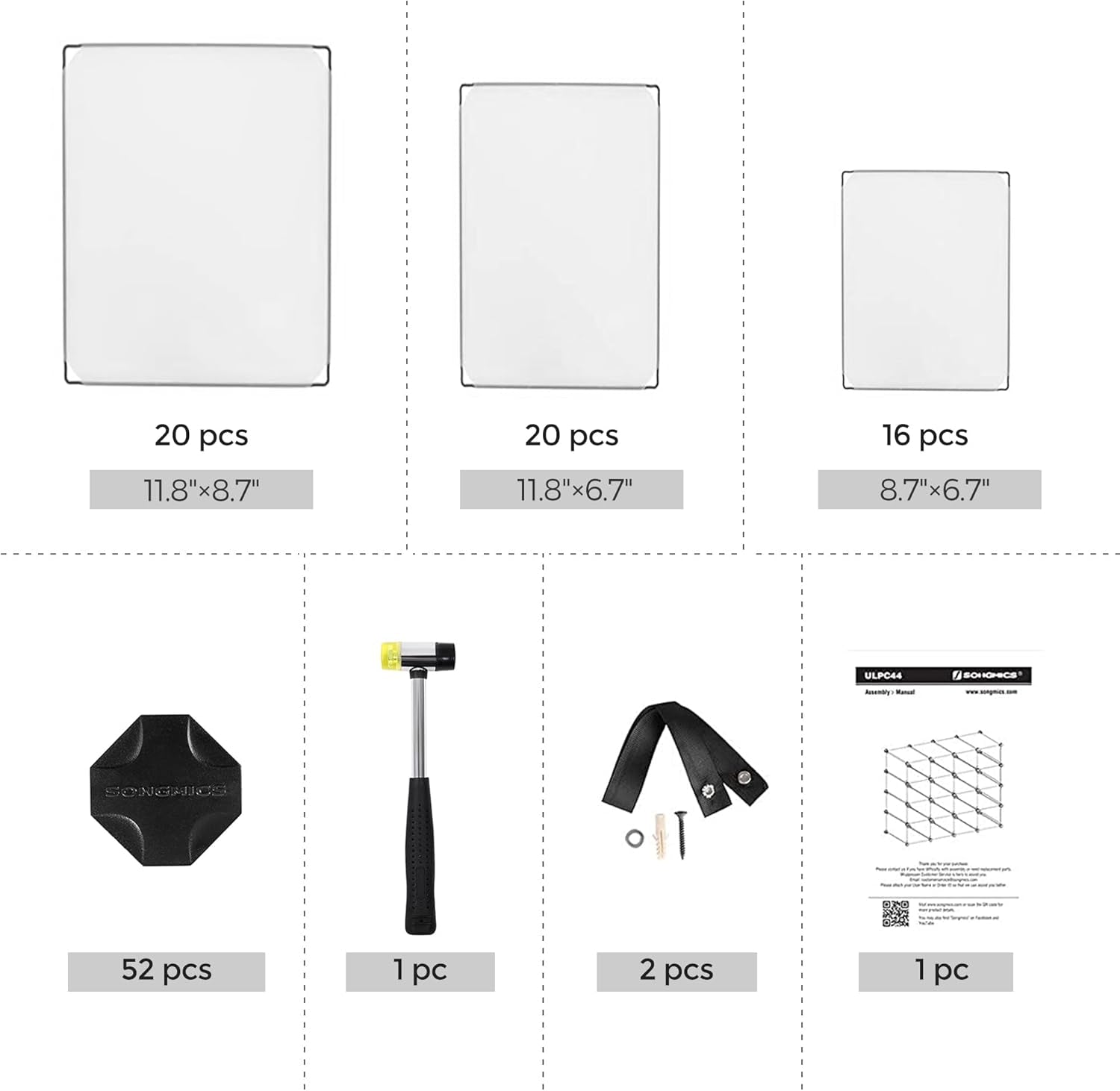 Shoe Rack with 16 Cubes, Interlocking Plastic Shoe Organizer, DIY Storage Cabinet for Closet Entryway Bedroom Garage, Space Saving Design, 12 X 35.1 X 27.2 Inches, Transparent ULPC445W02
