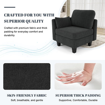 Sectional Sleeper Sofa, 6 Seaters Modular Sleeper Sofa Couch, Comfy Sectionals Couches Bed, Convertible Sofas with Ottomans, Modular Sectional Couches for Living Room, Dark Grey