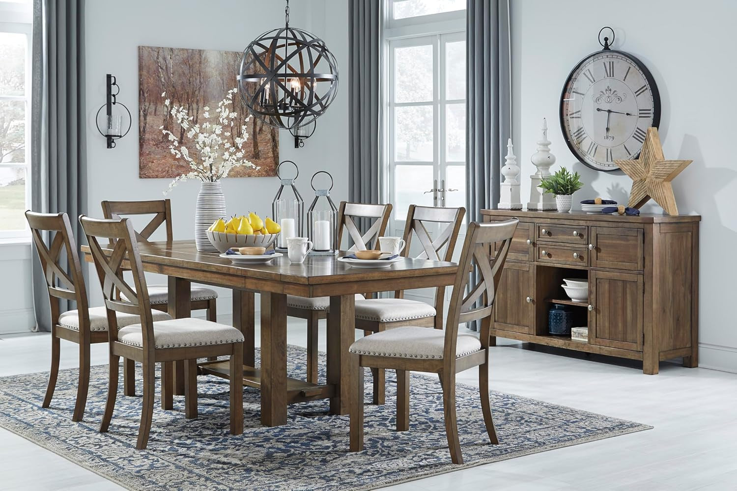 Moriville Modern Farmhouse 19" Upholstered Dining Room Chair, 2 Count, Brown