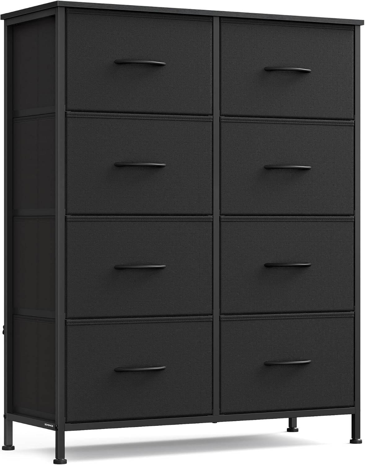 Dresser for Bedroom, Chest of Drawers, TV Stand, Steel, MDF, 5 Non-Woven Fabric Drawers, Storage Organizer Unit, Closet, Entryway, Ink Black and Ebony Black ULGS322B01S