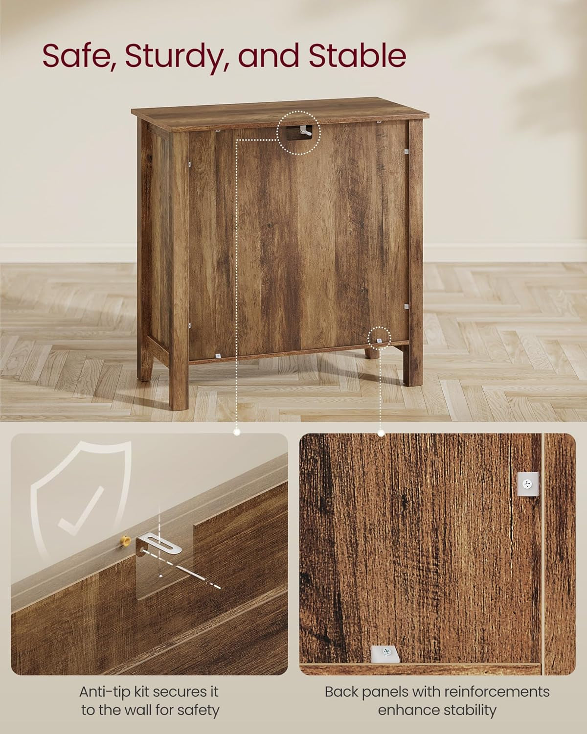 LIRY Collection - Buffet Cabinet, Coffee Bar Cabinet with a Drawer, Adjustable Shelf, Sideboard Storage with Cable Hole, Drawer Divider, Honey Brown UBBK341K01
