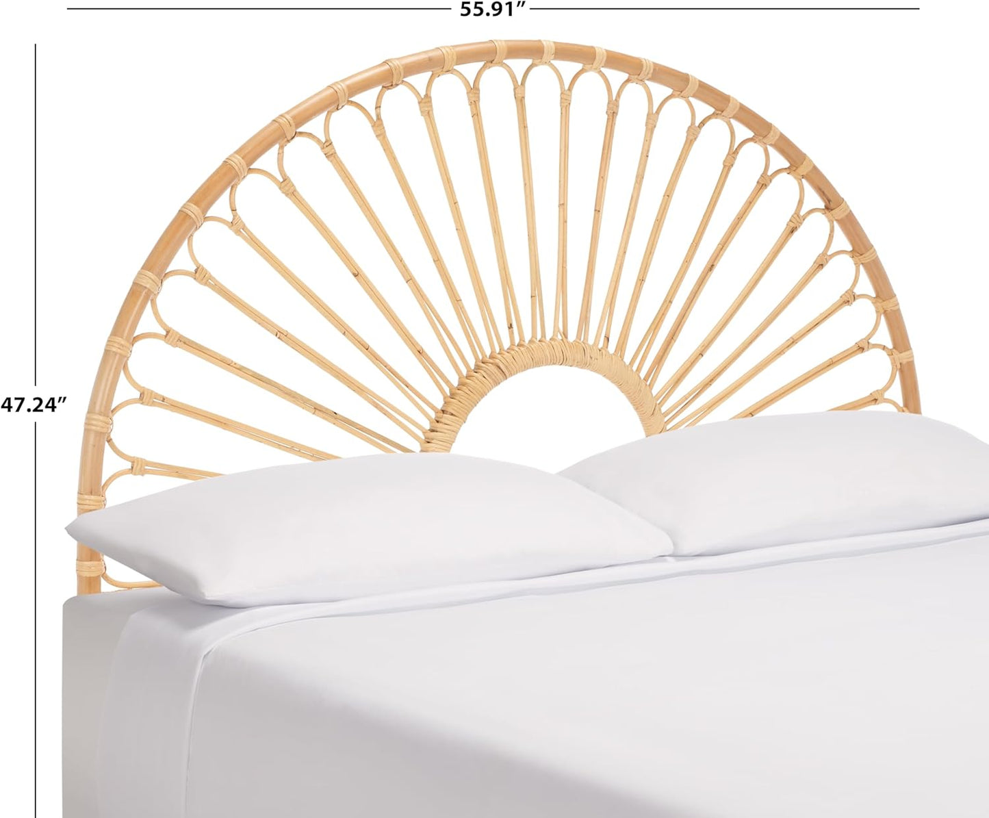 Home Collection Faris Natural Rattan Arched Full Size Headboard