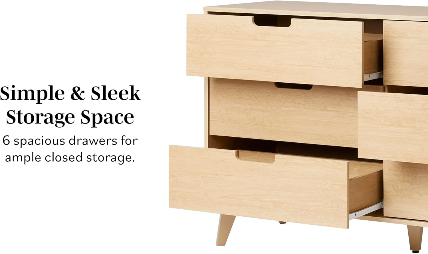 Modern 6-Drawer Dresser Bedroom Storage Organizer, 52 Inch, Riviera