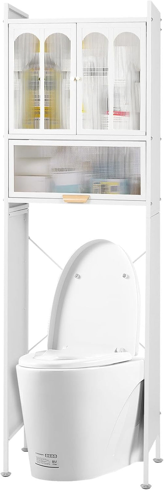 3-Tier over the Toilet Storage, White Bathroom Organizer over Toilet Easy to Assemble, Freestanding Storage Bathroom Shelves