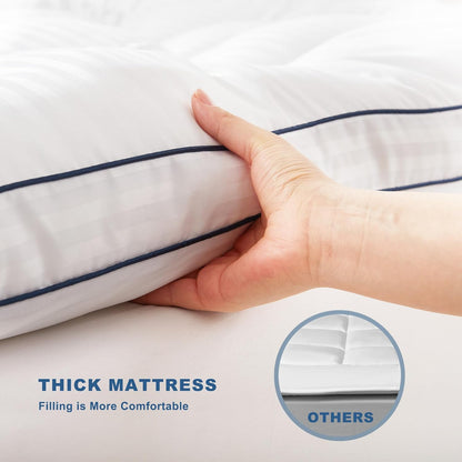Queen Mattress Topper, Thick Pillow Top Bed Cover for Back Pain Relief, Soft Mattress Pad with Deep Pockets 6-18 Inch