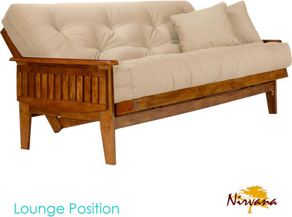 Eastridge Futon Set - Queen Size, Frame, 8" Mattress, Microfiber Sussex Khaki Cover