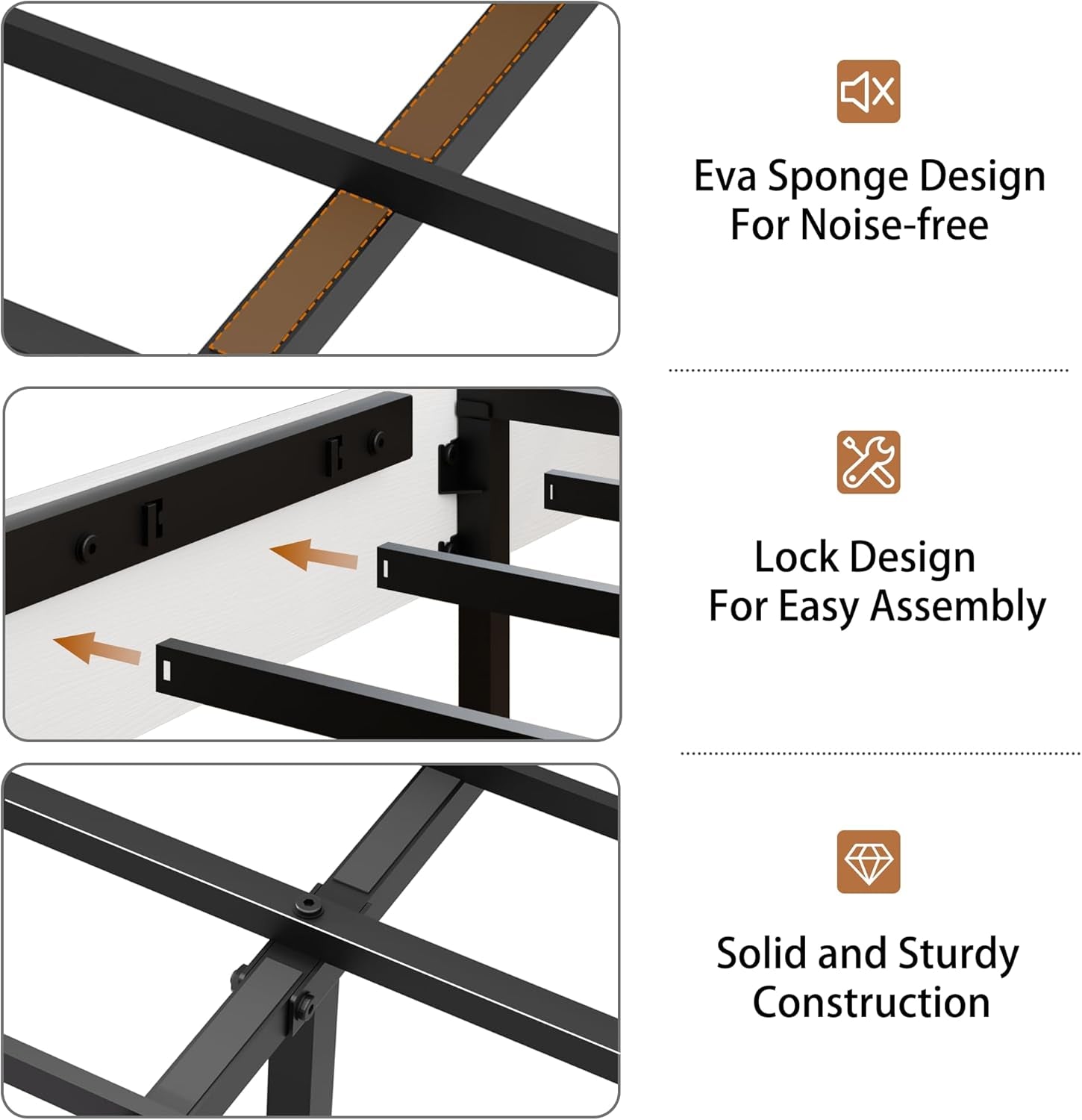 Farmhouse Queen Size Wooden Bed Frame with Headboard, Boho Platform Bedframe, Sturdy Metal Slats Support, No Box Spring Needed, Noise Free, Easy Assembly, White